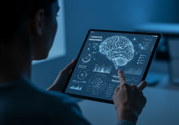 Orang berinteraksi dengan penilaian kognitif digital