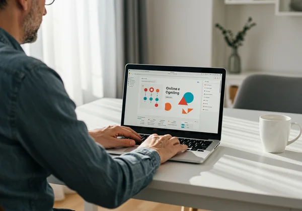 Seseorang mengambil ujian kognitif dalam talian di rumah