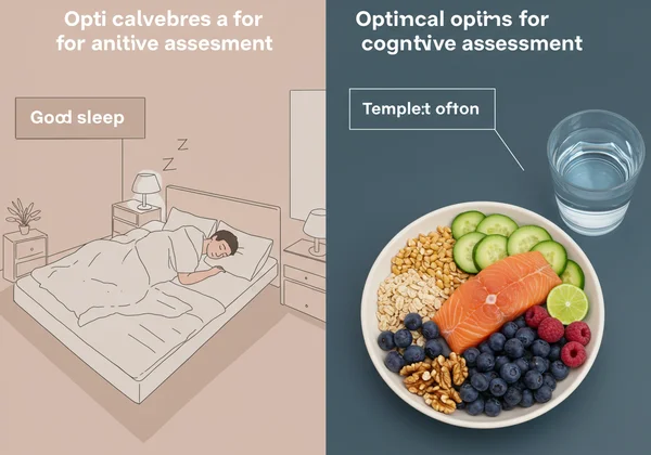 Pessoa a preparar-se para um teste cognitivo com sono e comida