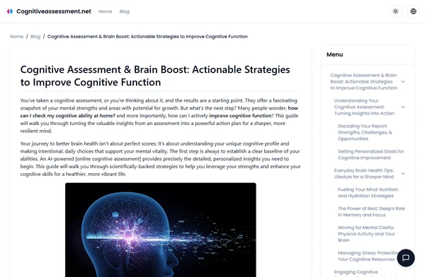 Cognitive Assessment & Brain Boost: Actionable Strategies to Improve Cognitive Function