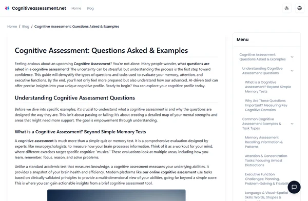 Cognitive Assessment: Questions Asked & Examples