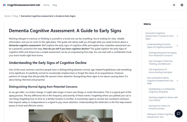 Dementia Cognitive Assessment: A Guide to Early Signs