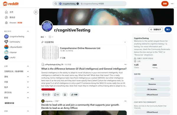 Reddit r/cognitiveTesting