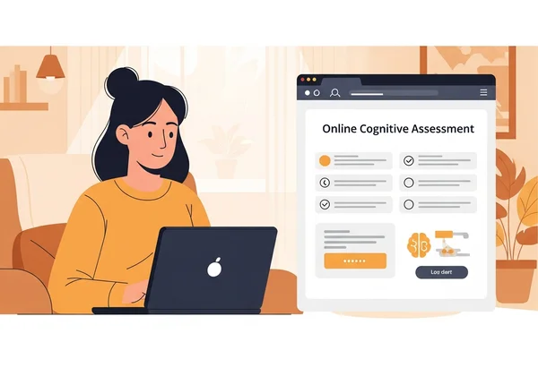 Adult taking an online ADHD cognitive assessment