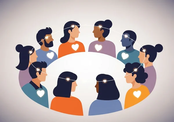 Diverse community in supportive discussion