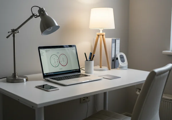 Ambiente calmo e focado para um teste cognitivo online