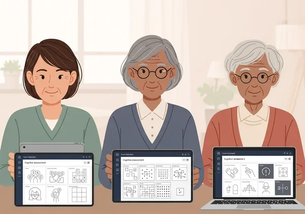 Adultos de todas as idades realizando avaliação cognitiva